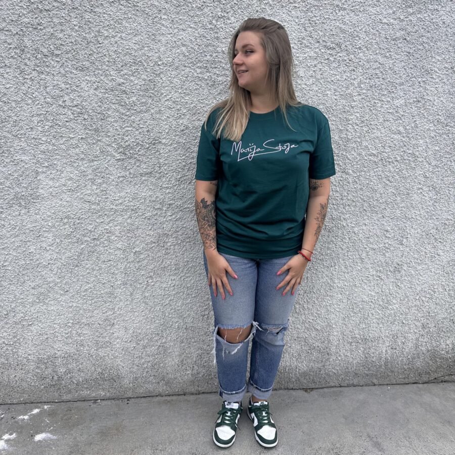 T-shirt Marija Stoja coupe oversize vert et rose