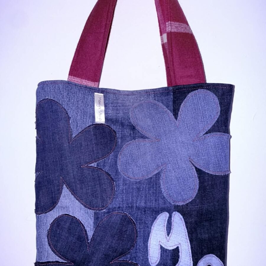 Tote bag upcyclé réversible en jean