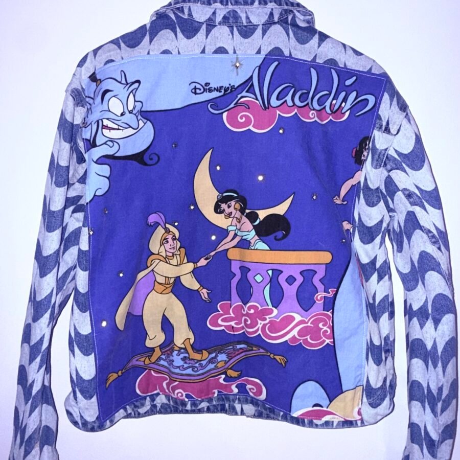 Veste en jean upcyclé – Aladdin et Jasmine
